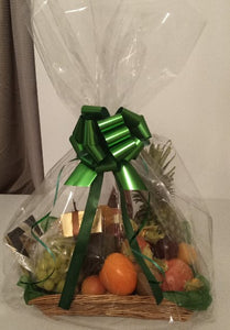 Kosher Wine and Fruit Basket Gift For Any Occasion. A Refreshing Extra Large Fruit Basket With French Wine And A Flower. Idea Gift for Purim, Mazal Tov, New Home, Shiva Condolences. Delivered Golders Green, Hendon And London. FREE Standard Delivery London