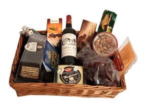 Jewish Kosher Food Gifts London. Kosher Cheese &  Wine Basket. Suitable For New Home, Shiva, Birthday.  With Chateauneuf Du Pape Or Chateau De Mole French Wine. Gift Wrapped.