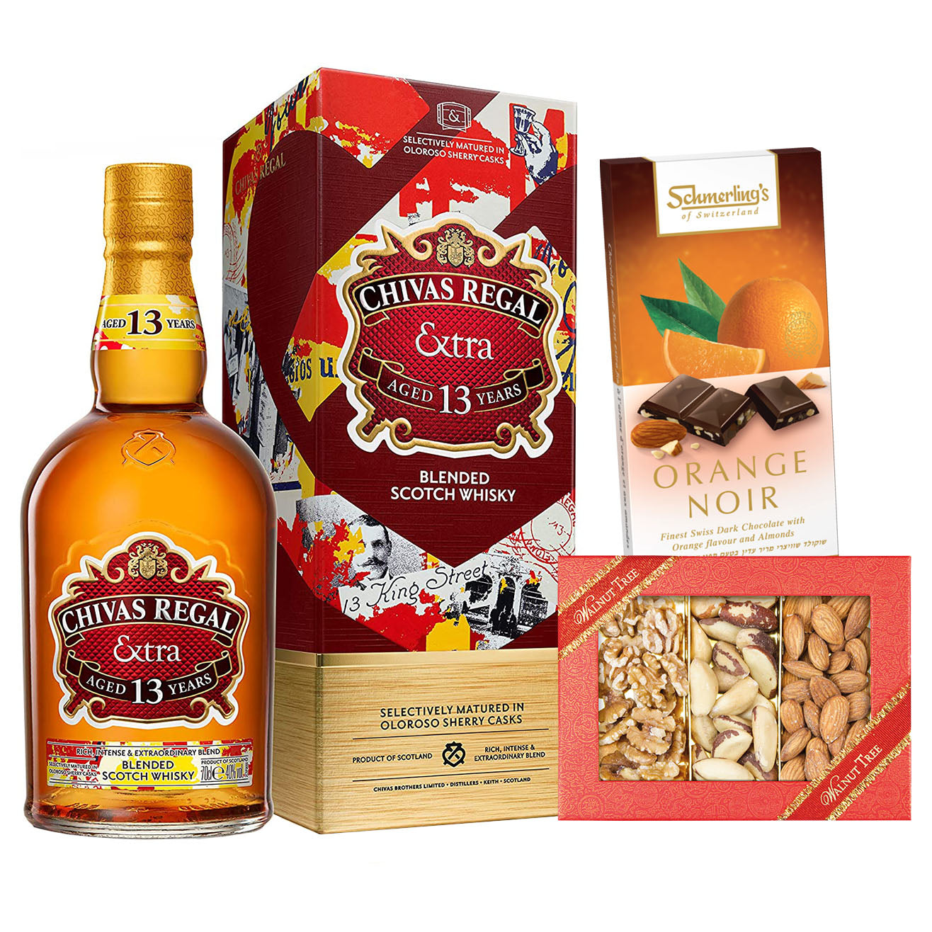 Chivas Regal Extra 13-Year-Old Whisky Gift With Nuts And Chocolates. Purim, Chanukah Kosher Corporate Gifts. FREE Standard Delivery. Golders Green, Manchester And Throughout The UK!