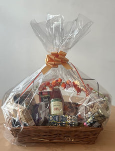 Kosher Gluten Free And Vegan Wicker Basket With Kosher French Wine. Suitable for New Year, Shiva, Best wishes, Condolences, Mazel Tov. Delivered UK