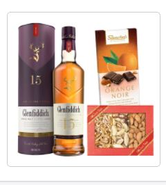 Glenfiddich Single Malt 15 YEAR OLD Whisky With Assorted Nuts And A Chocolate Bar. Gift Wrapped With ribbons & Bow. FREE Standard Delivery Throughout the UK.