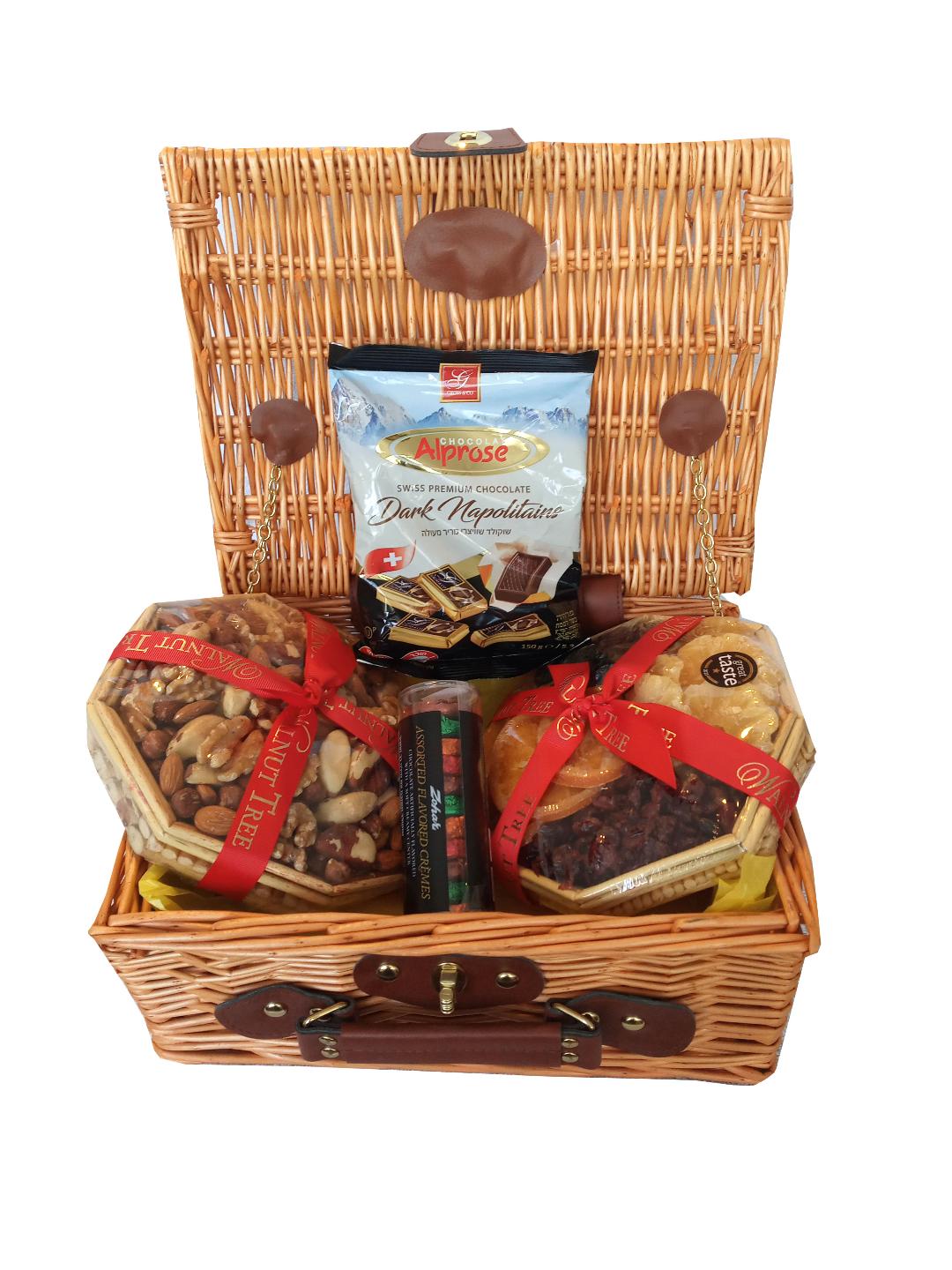 Hamper Gift With Nuts, Dried Fruits, Chocolates And Cremes. Kosher Gluten Free & Vegan. CORPORATE GIFTS. SHIVA, SHANA TOVA. Free Delivery UK.