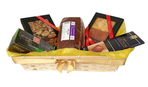 Shana Tova, Corporate And Shiva Gift Basket With Honey Cake, Assorted Nuts, Dried Fruits, Mint Squares And 72% cocoa Chocolate Bar. Free Delivery UK.